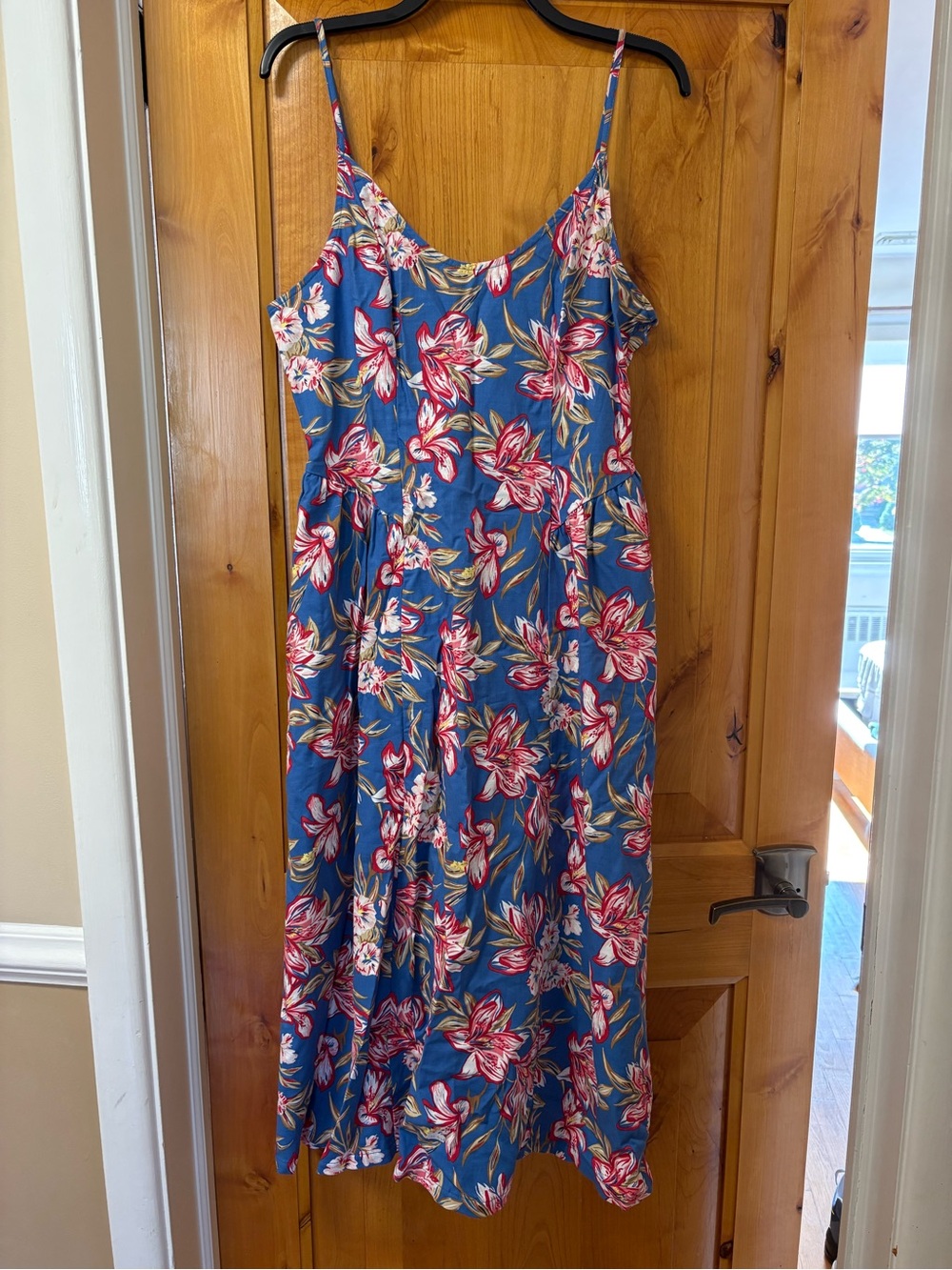 a new day Blue Floral Spaghetti-Strap Maxi Dress with Pink Blooms